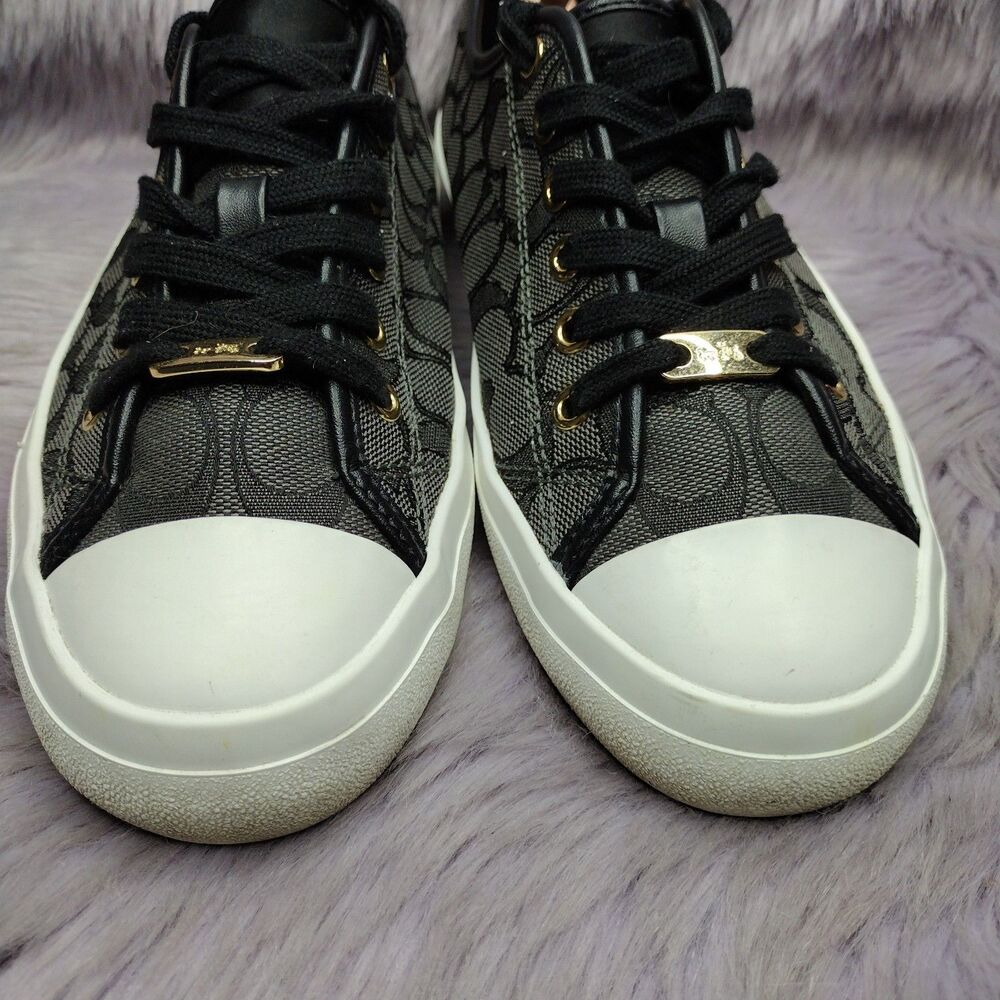 Coach Empire Signature Canvas Sneakers Low Top Black Size 9 - Picture 4 of 8